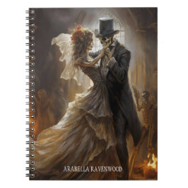 Caderno Espiral Horror do Halloween do Noivo do Esqueleto Gótico