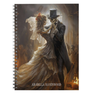 Caderno Espiral Horror do Halloween do Noivo do Esqueleto Gótico