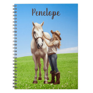 Caderno Espiral Horseback Rapariga de Cavalo Personalizado