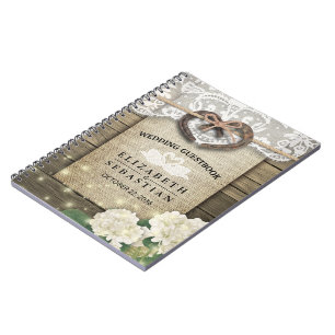 Caderno Espiral Horsfere Hydrangea Wood Country Casamento Guestboo