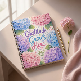 Caderno Espiral Hortênsia: A Gratidão Cresce Aqui