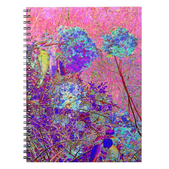 Caderno Espiral Hortênsia Abstrata Roxa e Azul com Magenta (Frente)