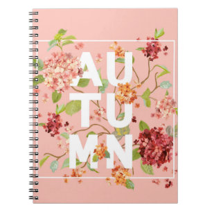 Caderno Espiral Hortensia Flowers em Segundo Plano. Autumn Design