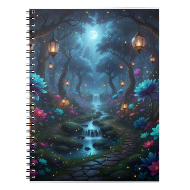 Caderno Espiral Horto Encantado Dreamy com lanternas - (Frente)