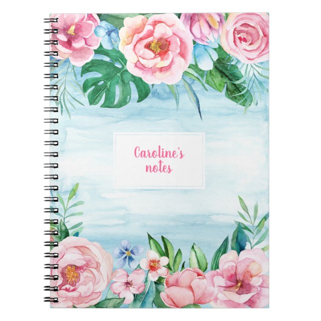 Caderno Espiral Horto Tropical Verde Cor Azul Flórida Verde (Frente)