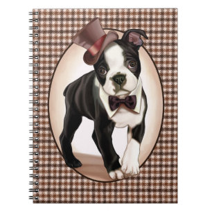 Caderno Espiral Houndstooth Boston Terrier