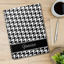 Houndstooth Branco e Preto Clássico Personalizado