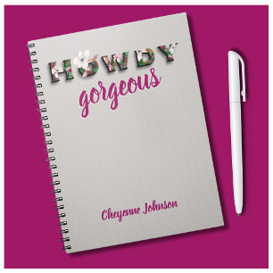 Caderno Espiral Howdy Gorgegeous Natural Linen Chic Floral