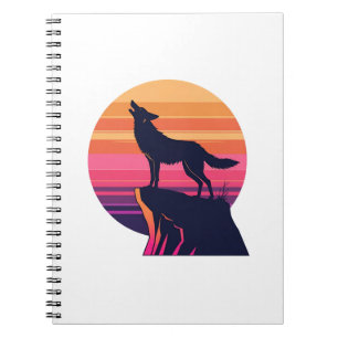 Caderno Espiral Howl no Dusk - Retro Coyote Sunset
