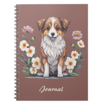 Hübscher Collie umringt von Blumen -