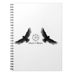 Caderno Espiral Hugin & Munin Vegvisir Odins Raben schwarz