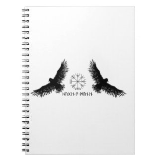 Caderno Espiral Hugin & Munin | Vegvisir | Odins Raben | schwarz