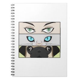 Caderno Espiral Humano, Gato e Cão olhando para você