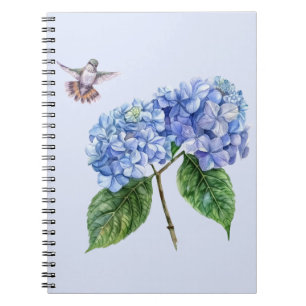 Caderno Espiral Hummingbird e Hidrangea