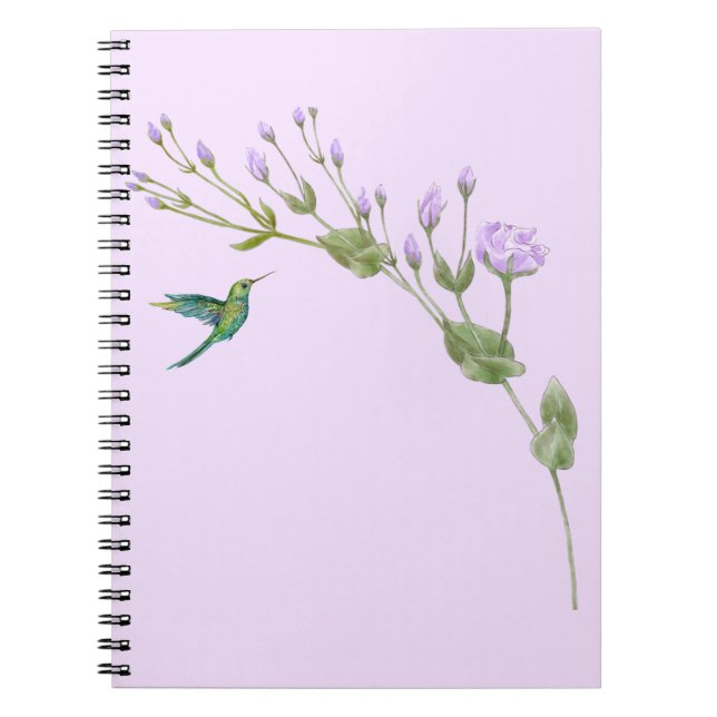Caderno Espiral Hummingbird e Lisianthus (Frente)
