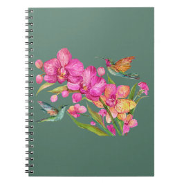 Caderno Espiral Hummingbird e Orquídeas