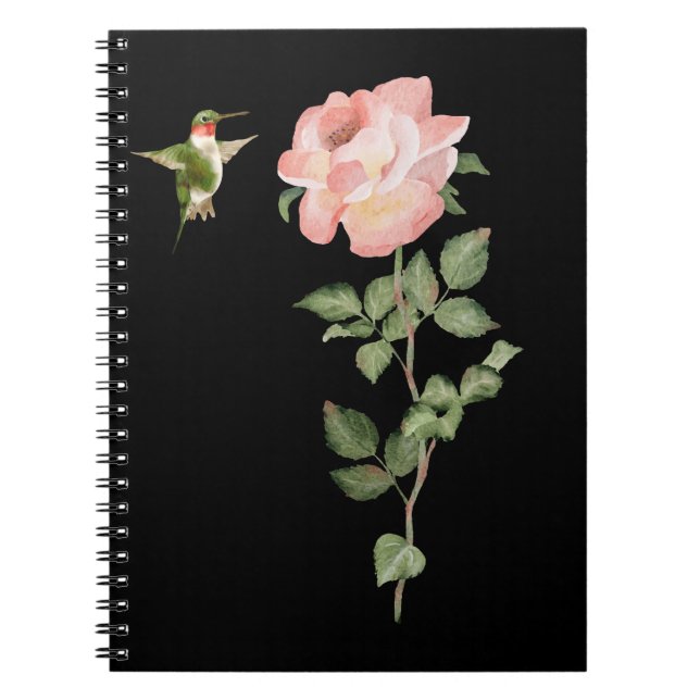 Caderno Espiral Hummingbird e Rosa (Frente)