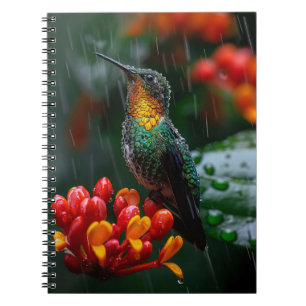 Caderno Espiral Hummingbird Emperrado na Flor Brilhante