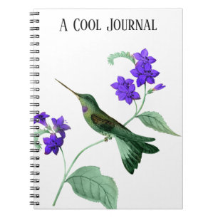 Caderno Espiral Hummingbird Verde Shimmery em Pedra Flor Roxa