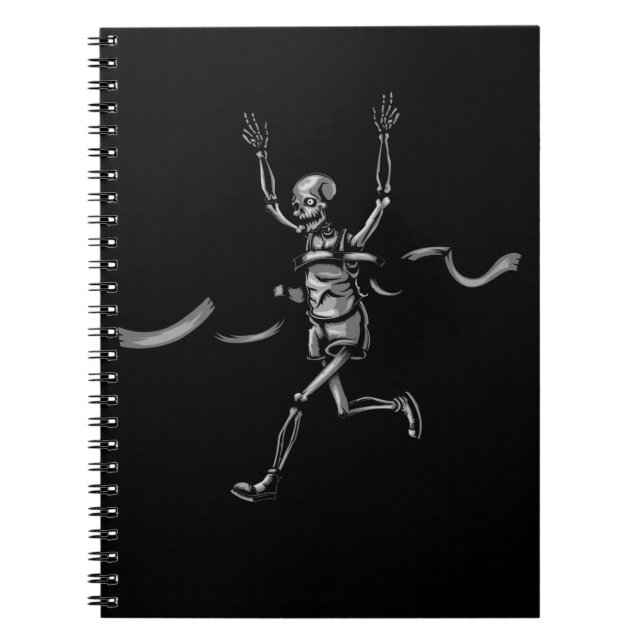 Caderno Espiral Humor de Maratonista de Finalidade de Skeleton em  (Frente)