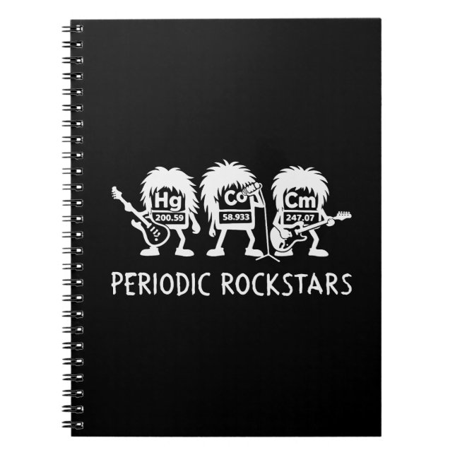 Caderno Espiral Humor de Química de Rockstars Periódicos (Frente)