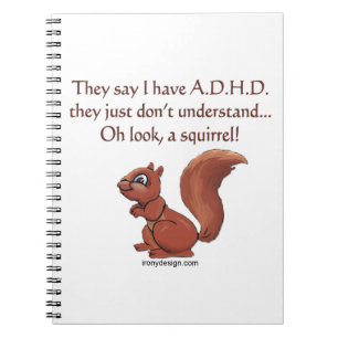 Caderno Espiral Humor do esquilo de ADHD