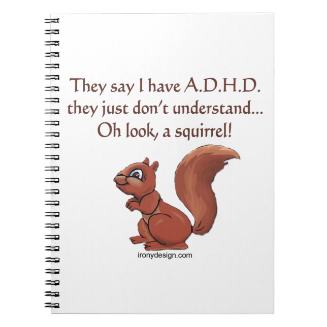Caderno Espiral Humor do esquilo de ADHD (Frente)