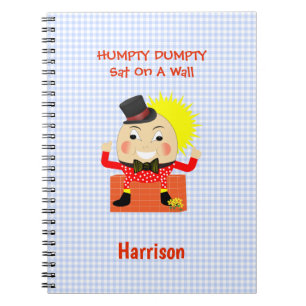 Caderno Espiral Humpty Dumpty Cute Nursery Rhyme Personalized