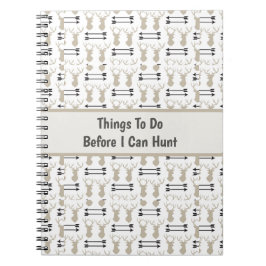 Caderno Espiral Hunting Theme with Deer Antlers and Bow