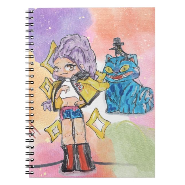 Caderno Espiral Huntrix – Rumi e Tiger Cat (Frente)