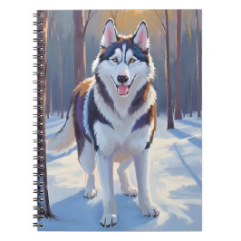 Caderno Espiral Husky | Dog Winter Watercolor Pet Painting