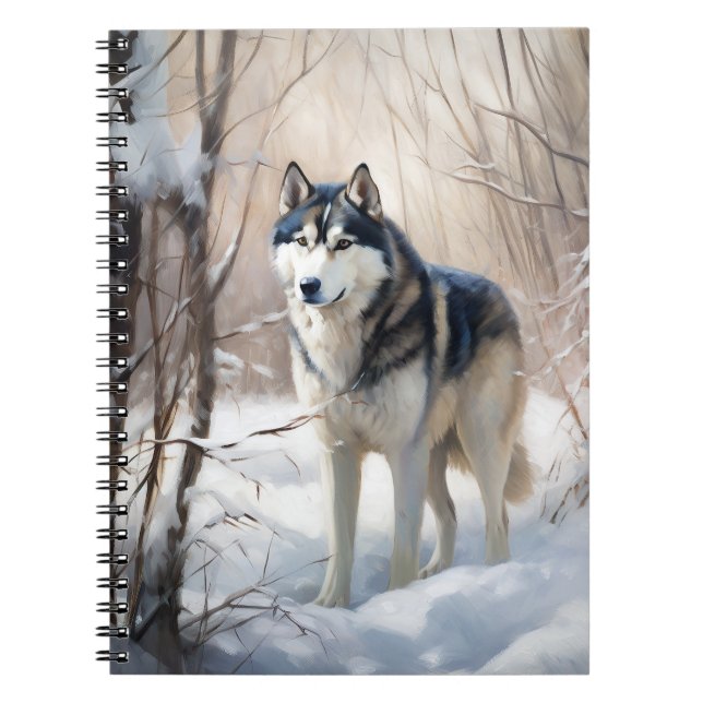 Caderno Espiral Husky Siberiano Deixe Nevar Natal (Frente)