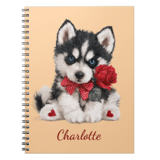 Caderno Espiral Husky Siberiano Personalizado com Nome Personaliza