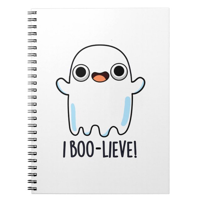 Caderno Espiral I Boo-lieve Funny Positive Ghost Pun (Frente)
