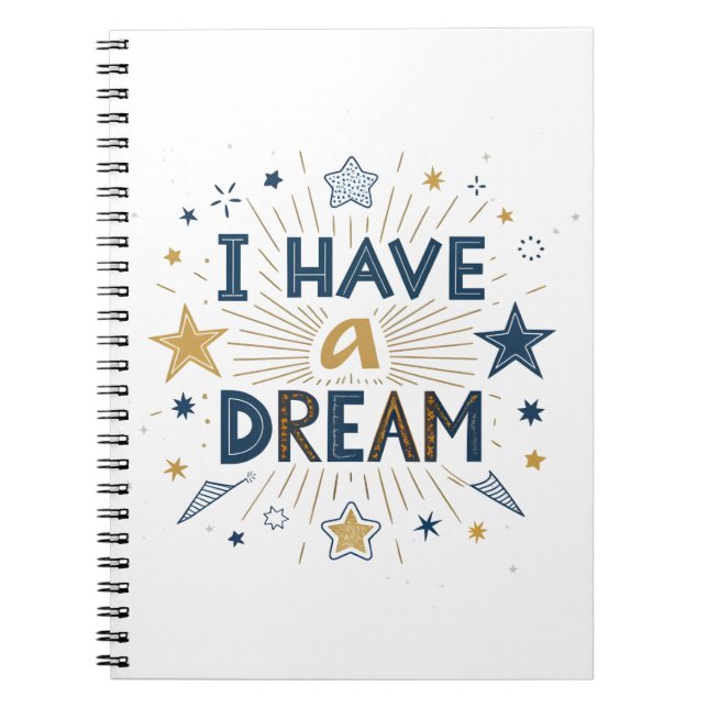 Caderno Espiral I Have a Dream Starburst Typography Art (Frente)