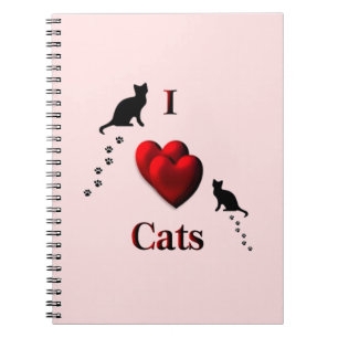 Caderno Espiral I Heart Cats Pink