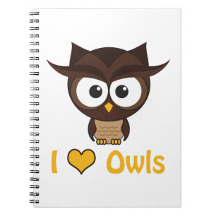 Caderno Espiral I heart (love) owls