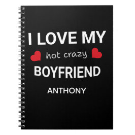 Caderno Espiral I love my boyfriend - Custom name Valentine Gift