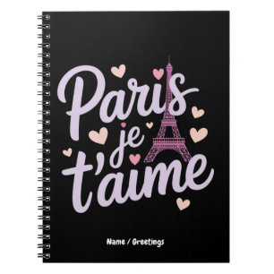 Caderno Espiral I Love Paris Je t'aime Eiffel Tower France T-Shirt
