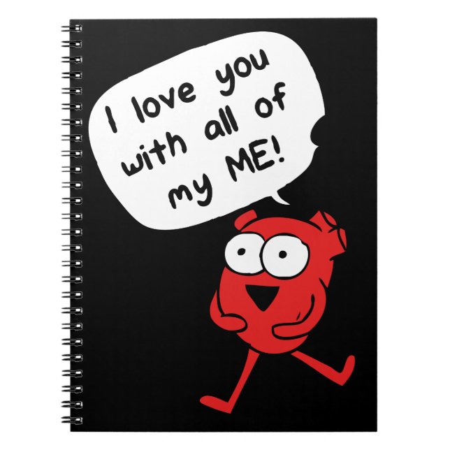 Caderno Espiral I Love You With All My Me – Cute Valentine (Frente)