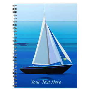 Caderno Espiral Iate Sob Vela, Cobalto Azul