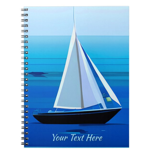 Caderno Espiral Iate Sob Vela, Cobalto Azul (Frente)
