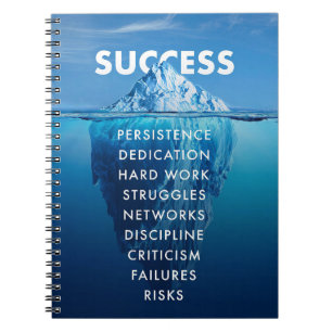 Caderno Espiral Iceberg de Sucesso Trabalho Duro