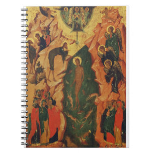 Caderno Espiral Ícone Batismo do Cristo de Jesus Bizantino