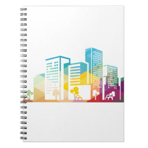 Caderno Espiral ícone do edifício da paisagem urbana da silhueta