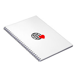 Caderno Espiral Ícone do Globo de Amor Mundial | Coração Terra Des