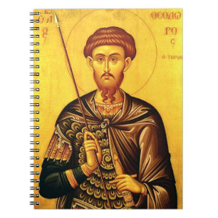 Caderno Espiral ícone ortodoxo de São Teodoro Tiron