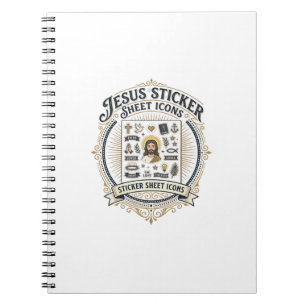 Caderno Espiral Ícones de Folha de Adesivos de Jesus Ícone de Folh
