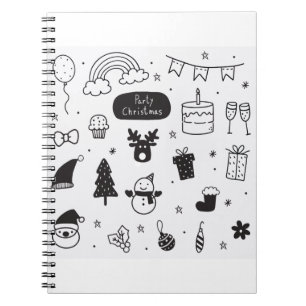 Caderno Espiral Ícones de Natal de Dodles Ícones de Natal