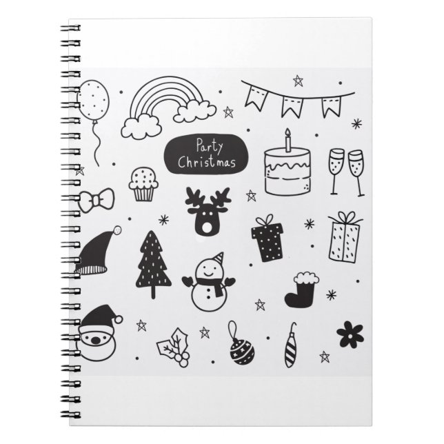 Caderno Espiral Ícones de Natal de Dodles Ícones de Natal (Frente)